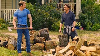 Tony Stark amp Steve Rogers Chopping Wood Scene  Avengers Age of Ultron 2015 Movie CLIP HD [upl. by Hiasi]