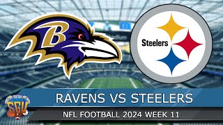 Baltimore Ravens vs Pittsburgh Steelers  NFL Week 11 2024 Full Game Highlights Madden 25 Sim [upl. by Scrogan]