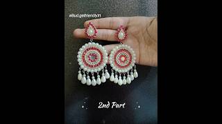 😱✨beautiful earring diy pearls stones earring handmade trending song💗🤍 [upl. by Silecara820]