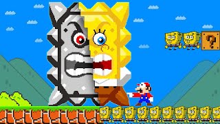 Super Mario Bros amp Everything Mario Touches Turns Into SPONGEBOB  Game Animation [upl. by Ahsiled]