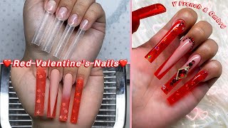 VALENTINES DAY POLYGEL NAIL DESIGN❤️ HOW TO V FRENCH amp OMBRE Nail Tutorial [upl. by Liba781]