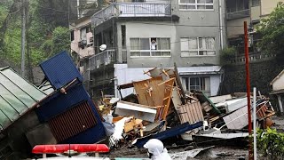 Giappone frana e fiumi di fango nella prefettura di Shizuoka Almeno 19 dispersi [upl. by Ahsel551]