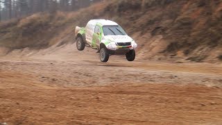 Dakar rally 2018 Vaidotas Žala tests with Toyota Hilux in quarry [upl. by Annohsal]