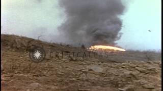 US Marine flame thrower shoots flames in a Japanese cave emplacement in Iwo JimaHD Stock Footage [upl. by Artep399]