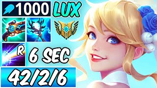 42 KILLS LUX ULT EVERY 6 SECONDS NEW ITEMS  SEASON 14 LUX BEST BUILD 1000 AP  League of Legends [upl. by Sairtemed]