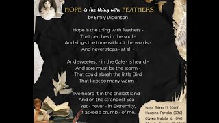 TPCASTT Analysis of the Poem Hope is the Thing with Feathers by Emily Dickinson [upl. by Cram]