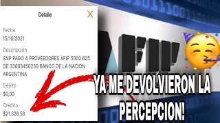 Como ver FECHA de pago de la PERCEPCION del 35 Pago devoluciones AFIP [upl. by Nerhtak]