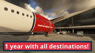 1 year celebration with all destinations Norwegian PMDG 737800 [upl. by Feigin]