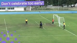 BALL BOUNCES INTO NET WHILE GOALKEEPER CELEBRATES PENALTY MISS [upl. by Brantley451]