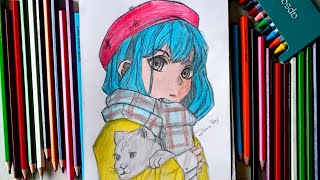 HOW TO DRAW CUTE ANIME SKETCH 💞😍 [upl. by Muriah]