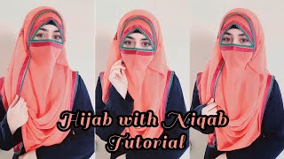 Hijab With Niqab Tutorial  Full Coverage Niqab Style  Hijab Tutorial  zainab [upl. by Calendre]