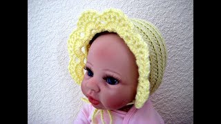 Crochet Baby hat Bonnet 03 months tutorial [upl. by Imena516]