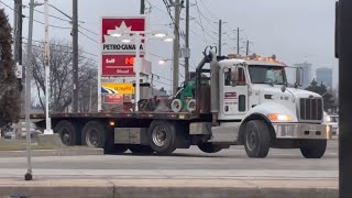 Manitex 30102C 30ton Boom Truck Crane on Peterbilt 348 Trail King TK16513Axle Trailer [upl. by Annayi]