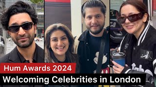 Celebrities arriving in London for HUM Awards 2024  Hania Aamir Mahira Khan Ahad Raza Mir [upl. by Rockwell]