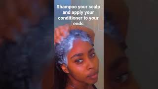 Relaxed hair wash day routine 24 weeks post relaxer  hair washing hacks 2021 shorts [upl. by Acinoev202]