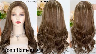 Monofilament wigs curly hair brown balayage colorhair wigstopelleshair [upl. by Ahsiele981]