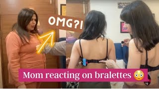 Mom reacts on us trying bralettes ON CAMERA  Clovia Haul  Yagya amp Yesha [upl. by Arahc]