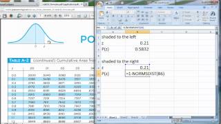 Using MS Excel Instead of a Standard Normal Distrib Table  poysermp4 [upl. by Maziar]