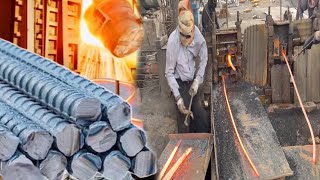 Amazing Production Process of Iron Rods in Factory  Manufacturing of Steel Bars in Steel Industry [upl. by Okihsoy]