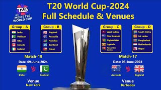 T20 World Cup 2024  Fixtures Full list of Matches with Dates and Venues [upl. by Analed]