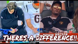 BENGALS FAN REACTS TO THE DIFFERENCE BETWEEN JOE BURROWS AND DESHAUN WATSONS ACTIONS ON THE SIDELINE [upl. by Akener776]