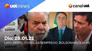 Lula x triplex depoimento de Bolsonaro Moro e Kim desemprego lixo ilegal autotestes  UOL News [upl. by Leunad]