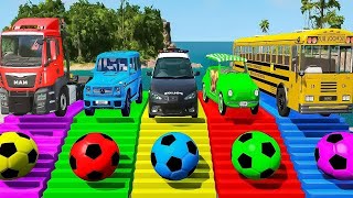 TRANSPORTING PIXAR CARS amp FRUITS WITH COLORED amp JOHN DEERE vs CLAAS vs TRACTORS  BeamNGdrive 962 [upl. by Smaj]