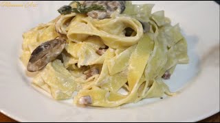 🍄🥩Tagliatelle Con Jamon y Champiñones Facil y Delicioso Malvina Art [upl. by Vasquez164]