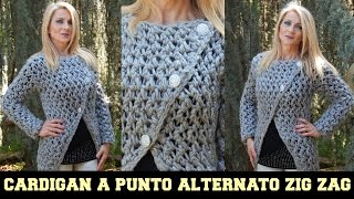 CARDIGAN A PUNTO ALTERNATO A ZIG ZAG  NUNZIA VALENTI [upl. by Lama]