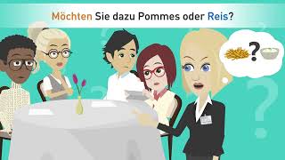 Deutsch lernen mit Dialogen  Komm wir essen heute im Restaurant [upl. by Allerie]