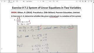 Ex  71 Q  1 4 How to determine Ordered Pair is Solution of the Linear System of Two Variables [upl. by Gaspar]