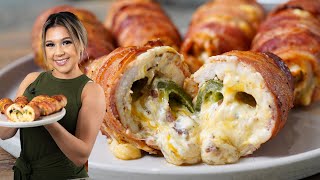 BACON WRAPPED JALAPEÑO POPPER STUFFED CHICKEN  Air Fryer Super Easy amp Delicious Recipe [upl. by Delwin]