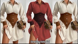 How to cut and sew a shirt gown with a basque waistline and a gigot sleeve [upl. by Irwinn]