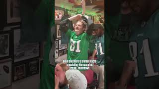 Grant Calcaterras brother reacts to his first NFL touchdown 🥹 shorts [upl. by Ylevol]