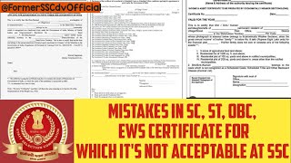 Mistakes in SC ST OBC EWS CertificateIts Not Acceptable at SSCFormats amp Crucial Date sscdv [upl. by Neumann]