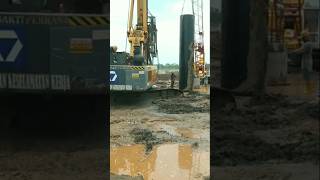 Crane instal casing bore pile on hole shorts [upl. by Netsud]