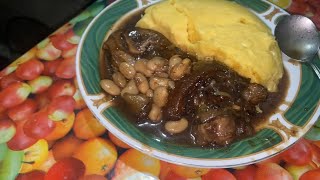 Cow foot and butter bean with tun cornmeal [upl. by Celio]