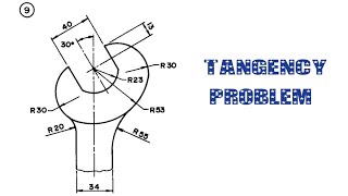 TANGENCY PROBLEM  Spanner  Engineering drawing  Technical drawing [upl. by Adelbert]