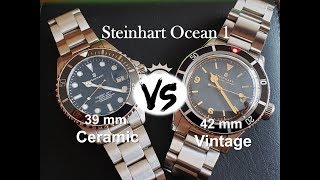 Steinhart Ocean 1 Duel 39 vs 42mm Watches Ceramic vs Vintage [upl. by Barfuss]