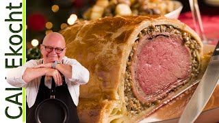 Rinderfilet Wellington Lecker amp rosa gebraten im Blätterteig Rezept [upl. by Coray708]