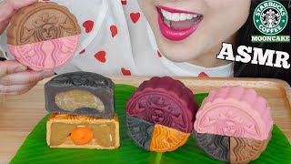 ASMR STARBUCKS MOONCAKE SOFT STICKY EATING SOUNDS NO TALKING  SASASMR [upl. by Retrak]