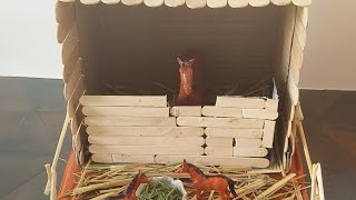 DIY easy Horse 🐴 Stable for School Project Class 1 with few lines on Horse and stable [upl. by Kip]