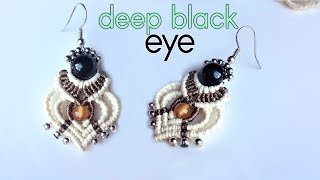 Macrame earring tutorial The deep black eye  Macrame jewelry set [upl. by Fidelis]