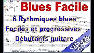 6 rythmiques blues progressives débutant guitare Tabs [upl. by Arriet]