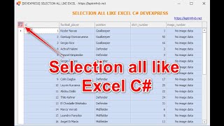 DEVEXPRESS Click Left Top Conner GridView Selection all data like Microsoft Excel C [upl. by Lamrert230]