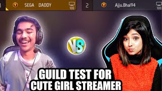 1 vs 1 With V Badge Youtuber😱 Guild Test For Cute Girl Streamer🥰  Garena free fire [upl. by Aryk]