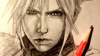 ASMR  Pencil Drawing 126  Cloud Strife Request [upl. by Carrissa]