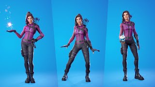 Kate bishop skin showcase with Emotes amp Dances  Fortnite X Hawkeye [upl. by Hellene173]