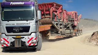 Transporting Two Terex And Extec Mobile Impact Cruchers  Fasoulas Heavy Transports  4K [upl. by Yekim]