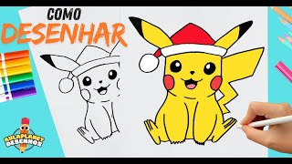 Como Desenhar o Pikachu com Gorro de Natal Passo a Passo  Desenhos de Natal  Desenhos Fáceis [upl. by Rebecka]